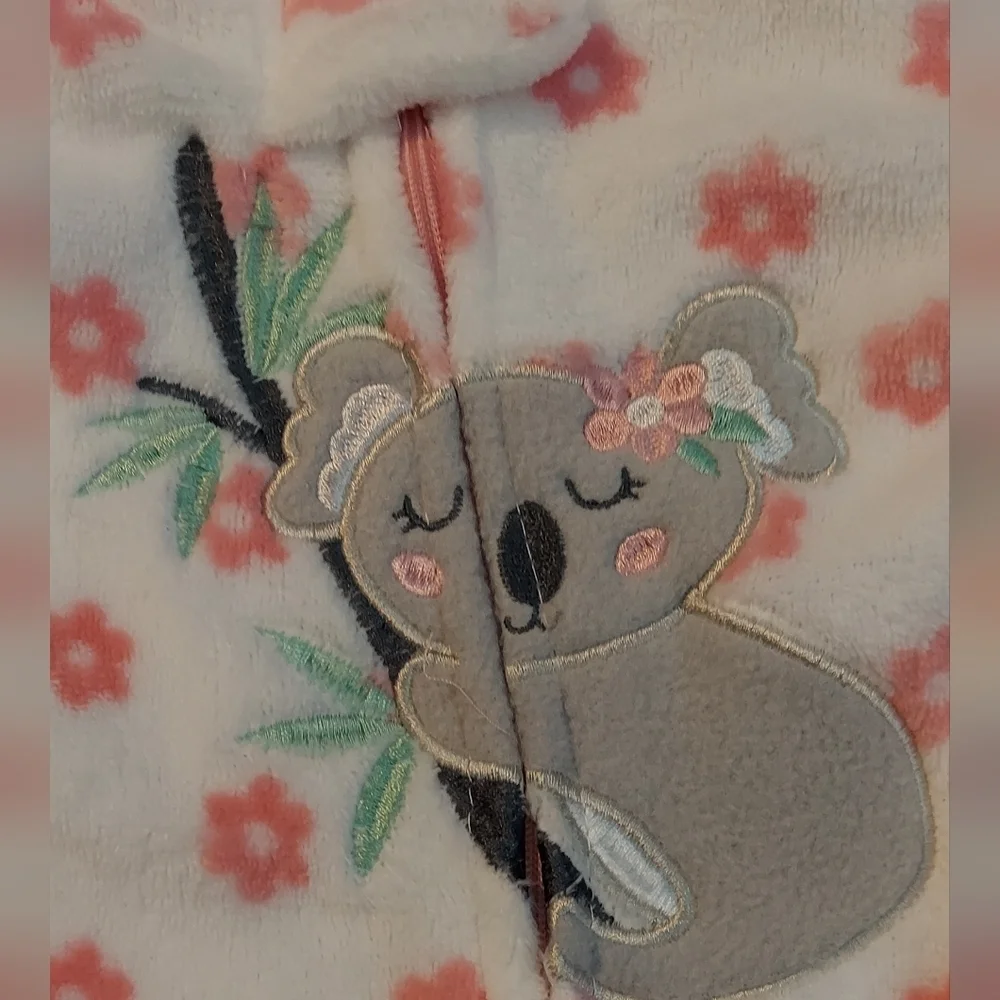 NWT Koala Print Pink and White Kids Fleece  Footie ~6-9M